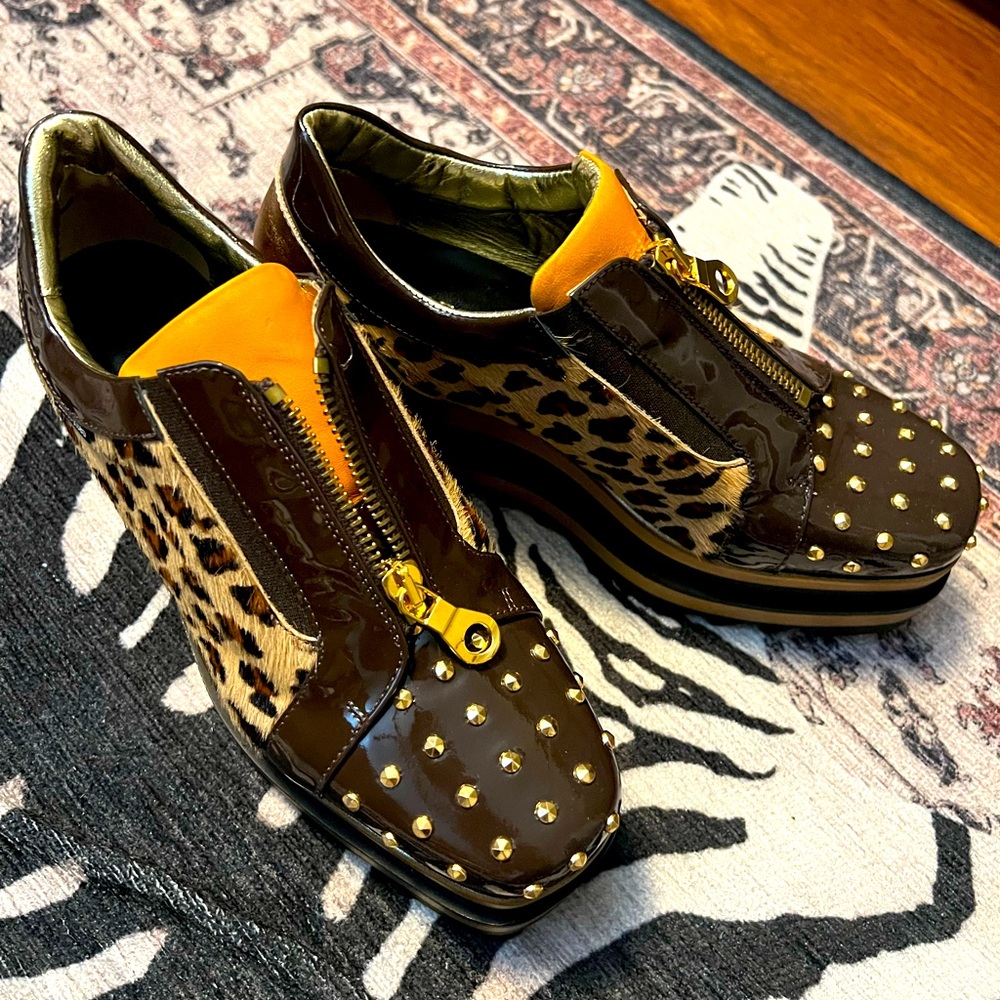 Handmade leather exotic platform shoes